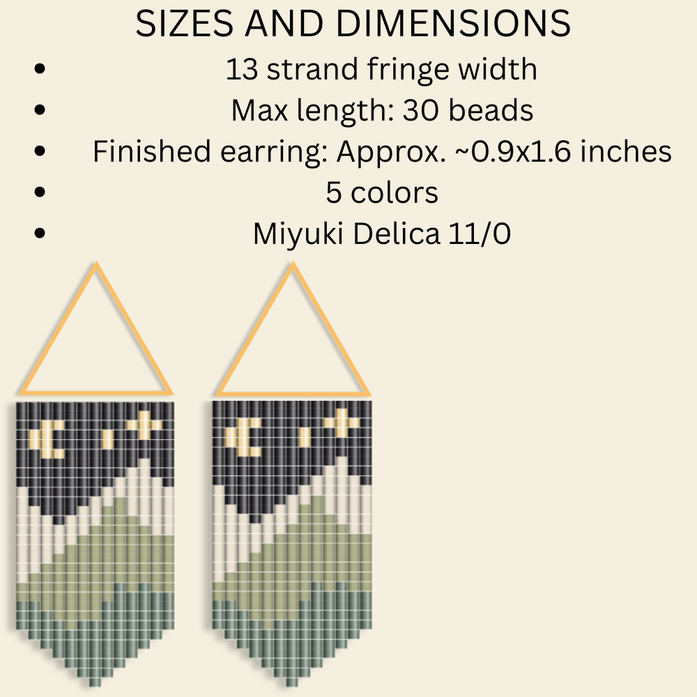 Midnight Sage Geometric Mountain Fringe Earrings Pattern PDF