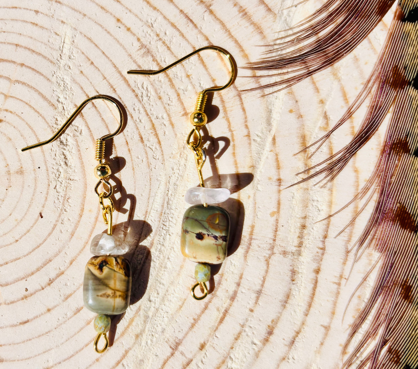 Stillwater Ridge-Moss-Toned Natural Stone Earrings