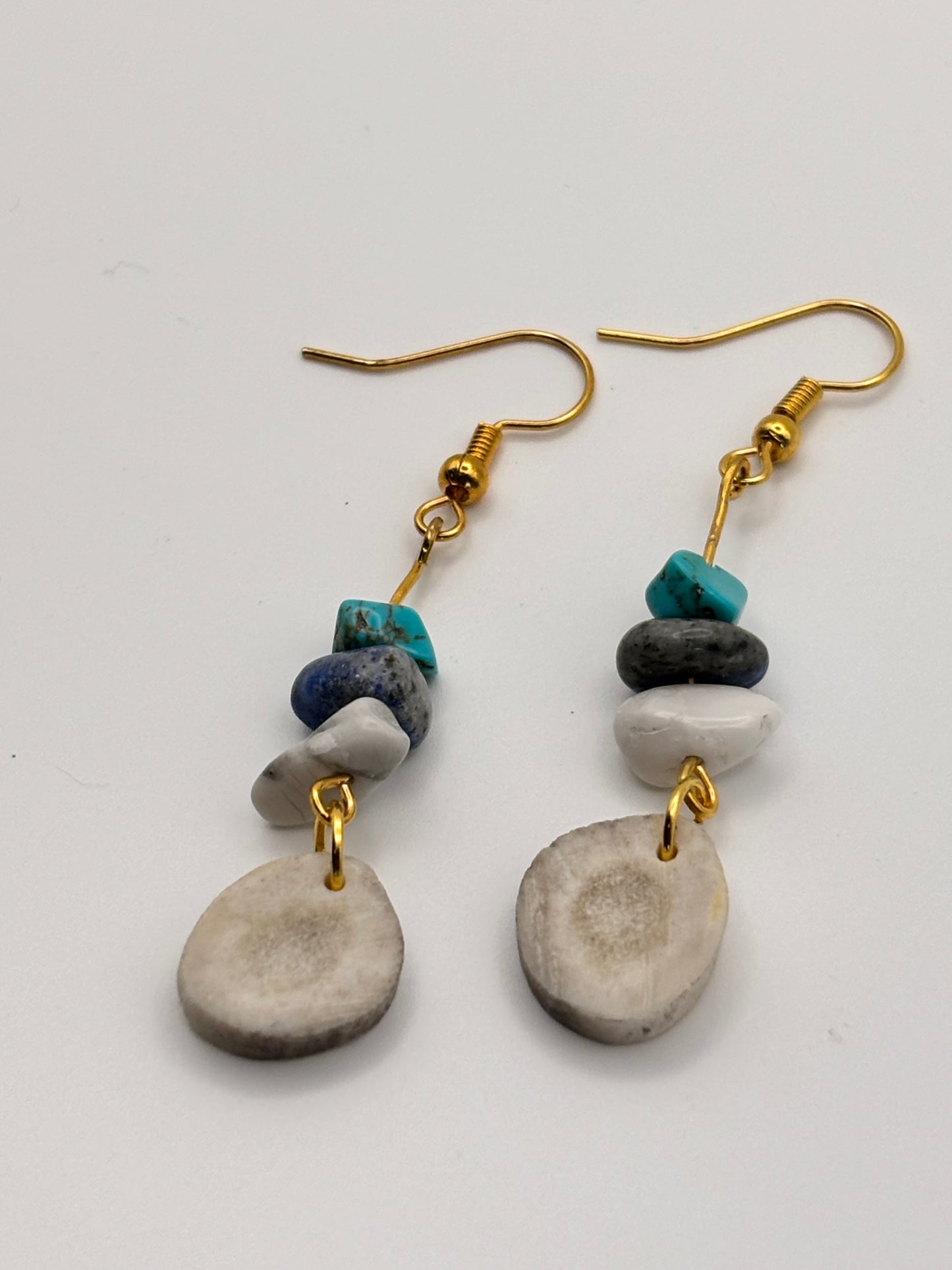 Earthline-High Desert Sky- Antler & Turquoise Stone Drop Earrings