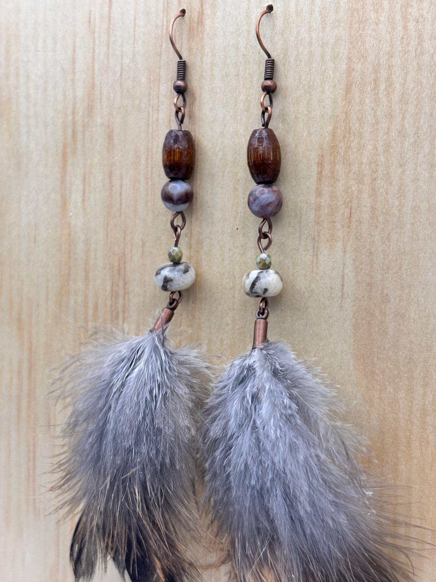 Earthline Feather Stone Earrings