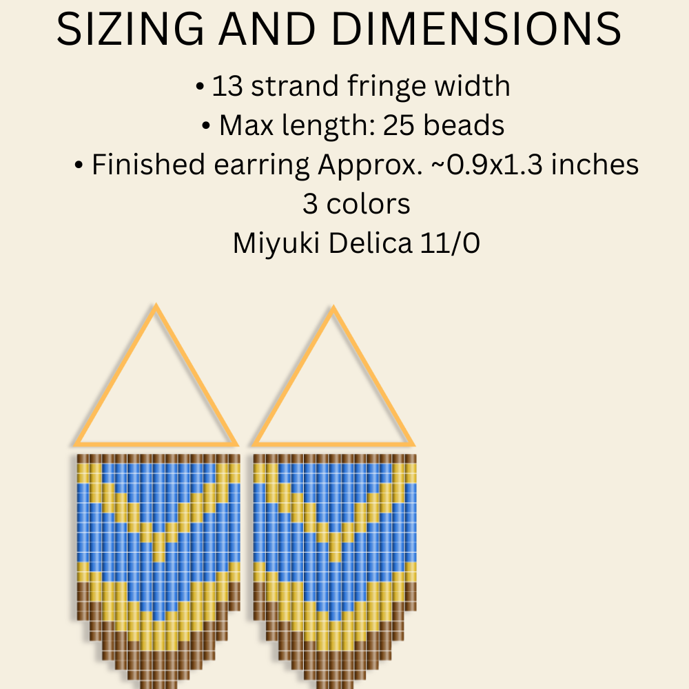 Skyline Basin Fringe Earrings Pattern PDF | Geometric Mountain Beadwork 4 Colorways