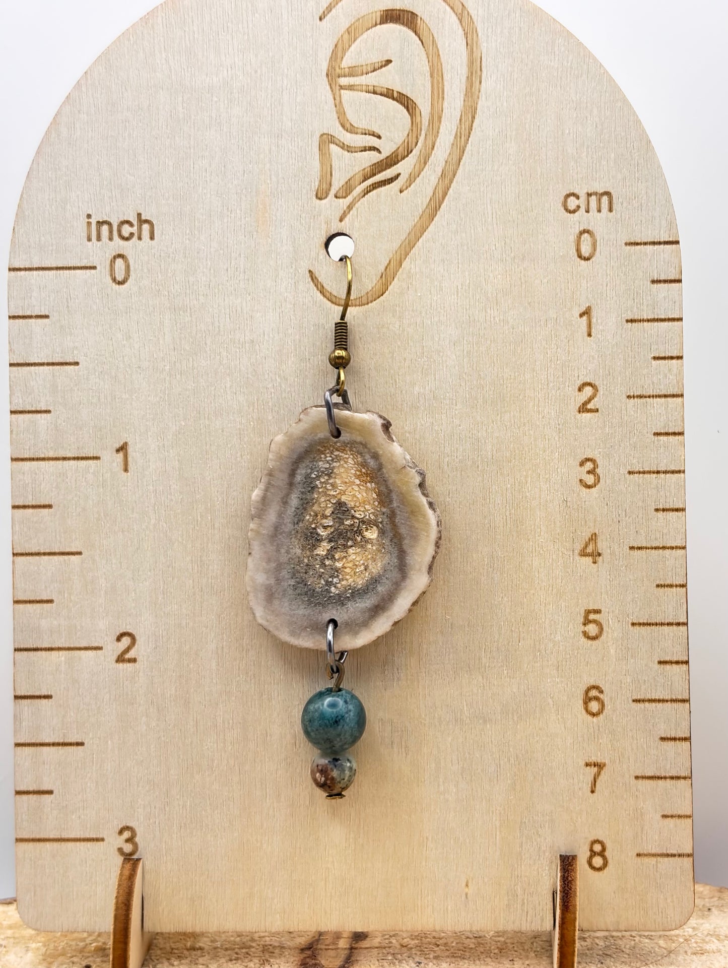 Handmade Western Boho Deer Antler, Jasper & Indian Agate Drop Earrings