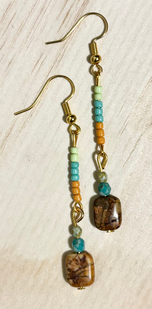 Stillwater Ridge- Meadow Layer Stone Drop Earrings