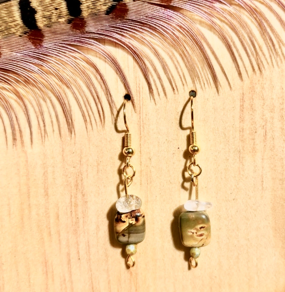 Stillwater Ridge-Moss-Toned Natural Stone Earrings