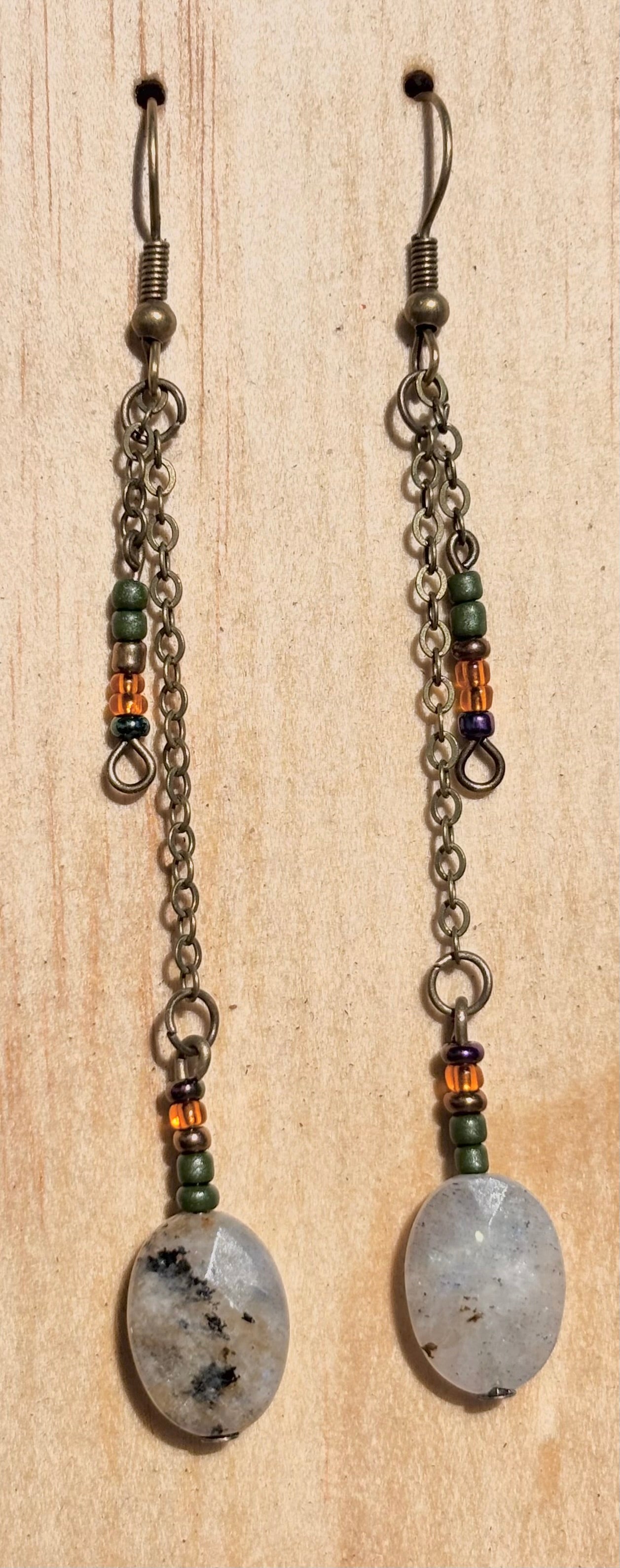 Stillwater Ridge-Gray natural Agate & Earth Tone Bead Dangle