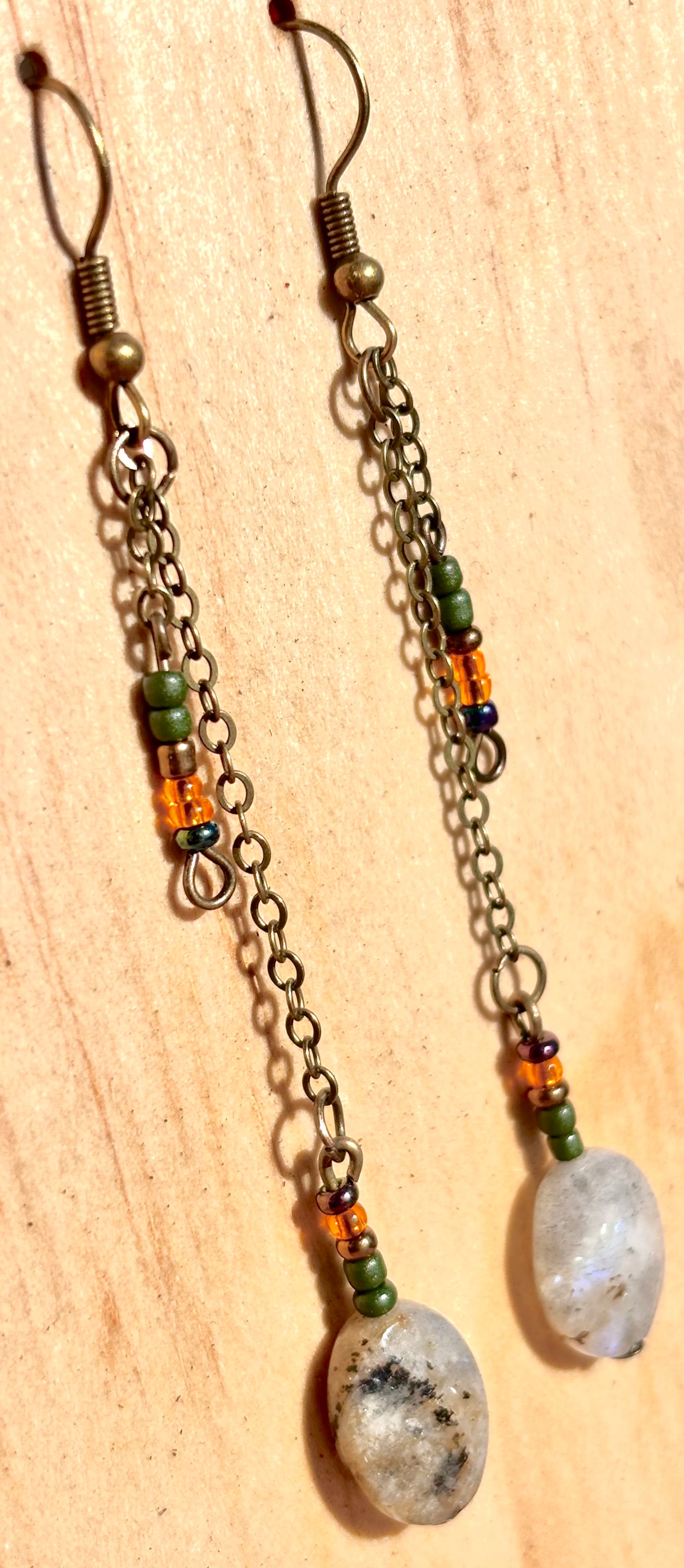 Stillwater Ridge-Gray natural Agate & Earth Tone Bead Dangle