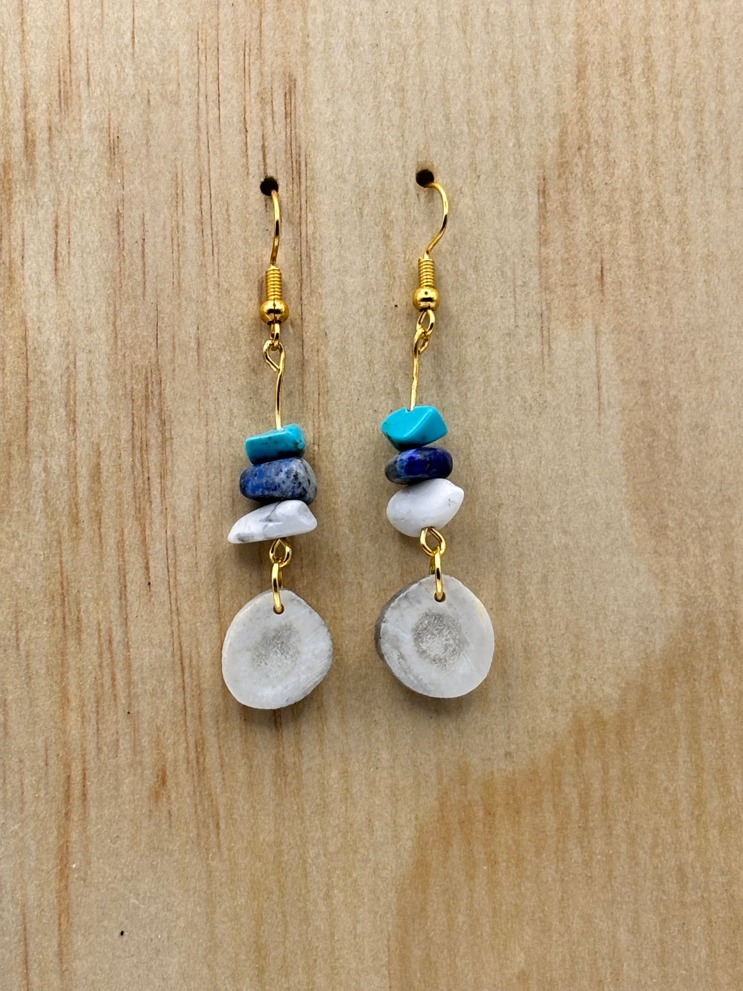 Earthline-High Desert Sky- Antler & Turquoise Stone Drop Earrings