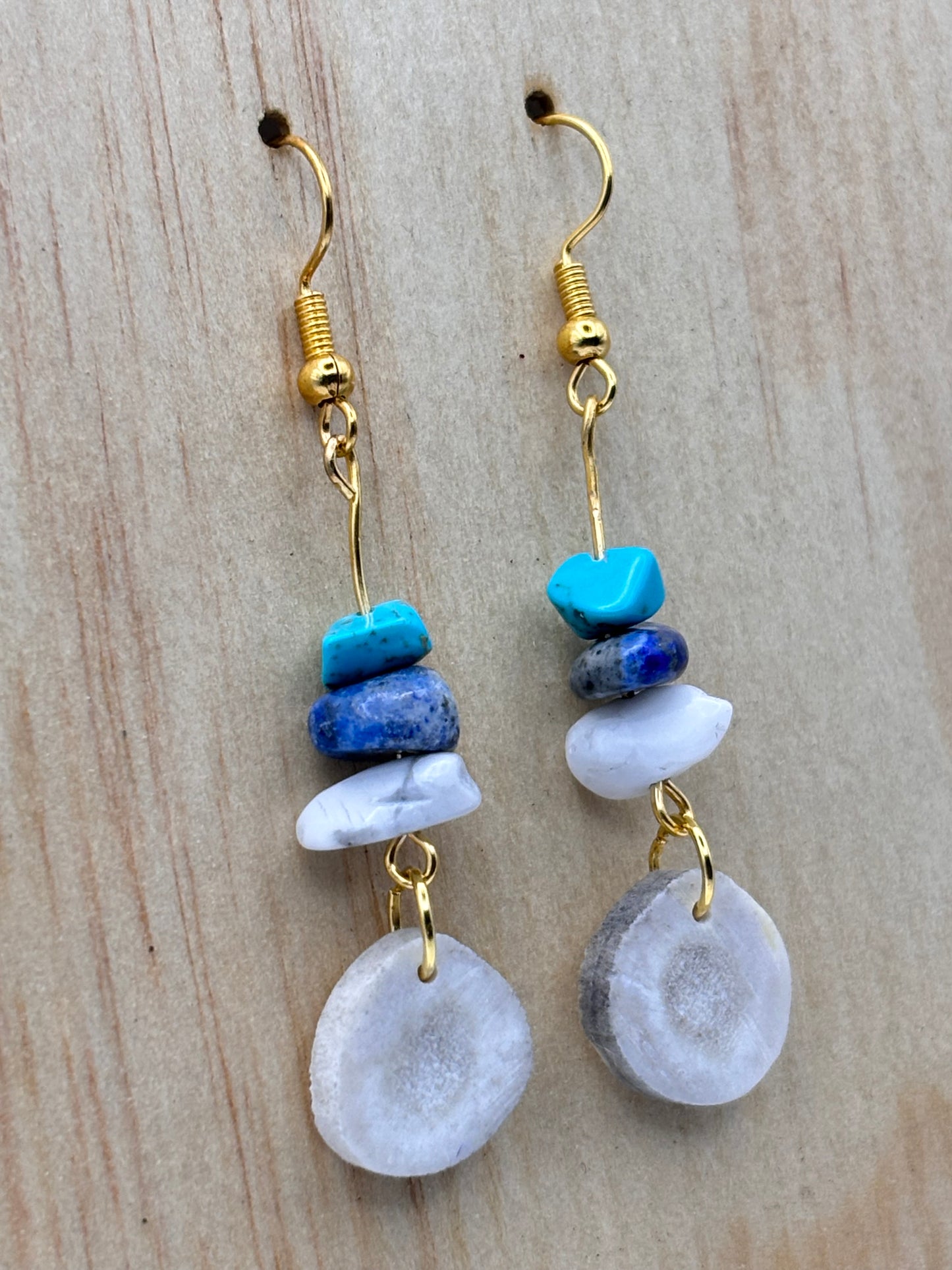 Earthline-High Desert Sky- Antler & Turquoise Stone Drop Earrings