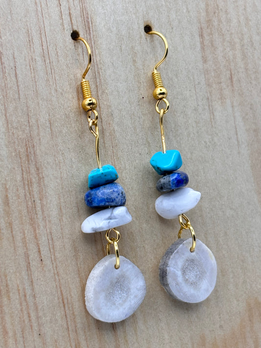 Earthline-High Desert Sky- Antler & Turquoise Stone Drop Earrings