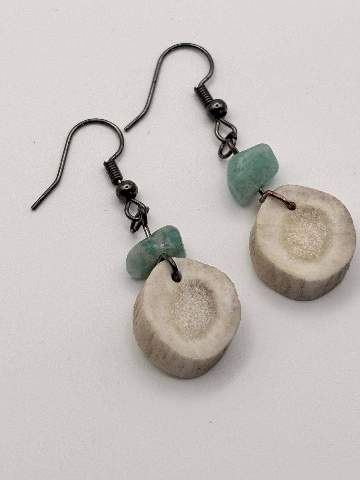 Alpine Drift-Antler & Amazonite Drop Earrings