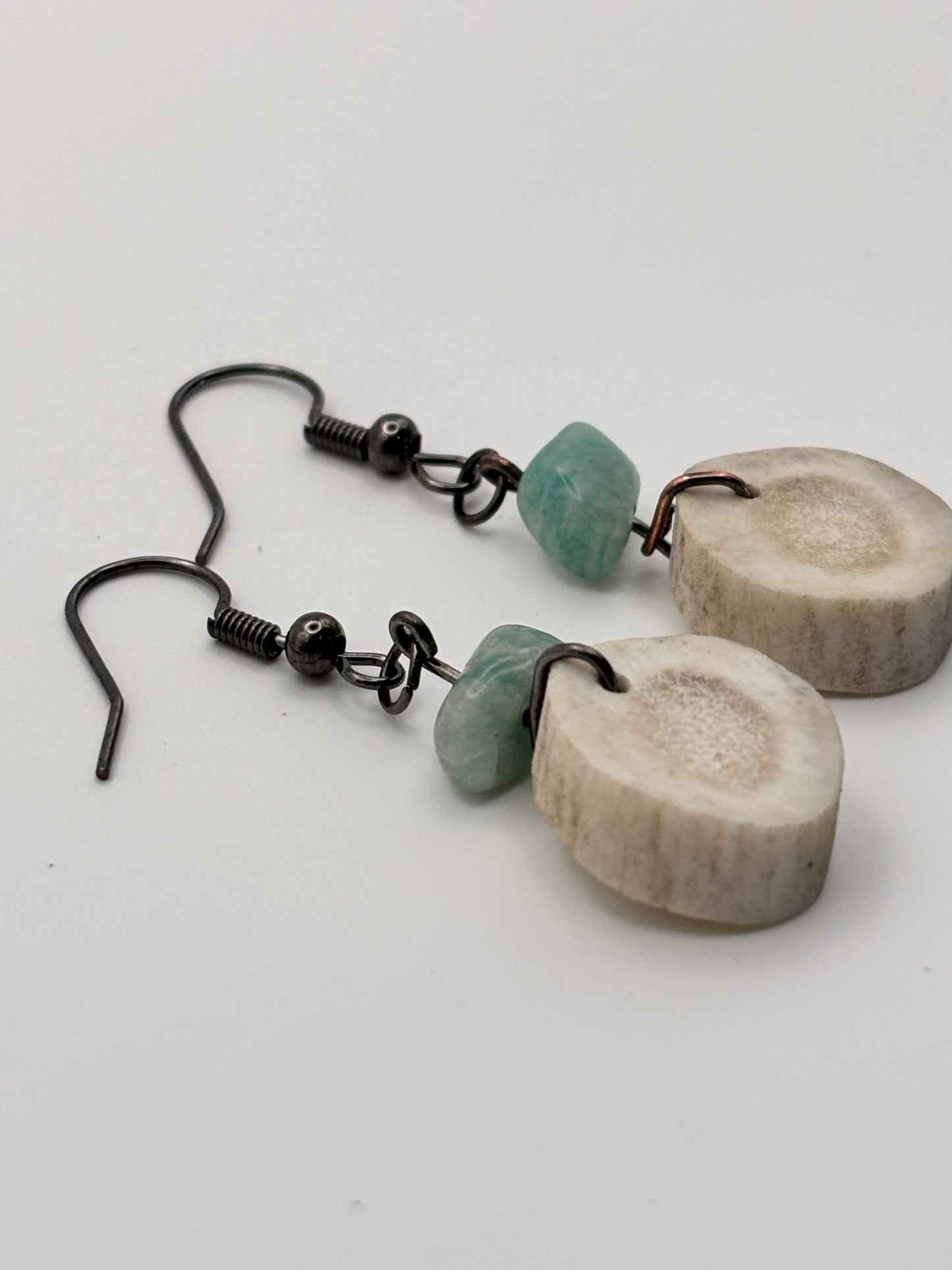 Alpine Drift-Antler & Amazonite Drop Earrings