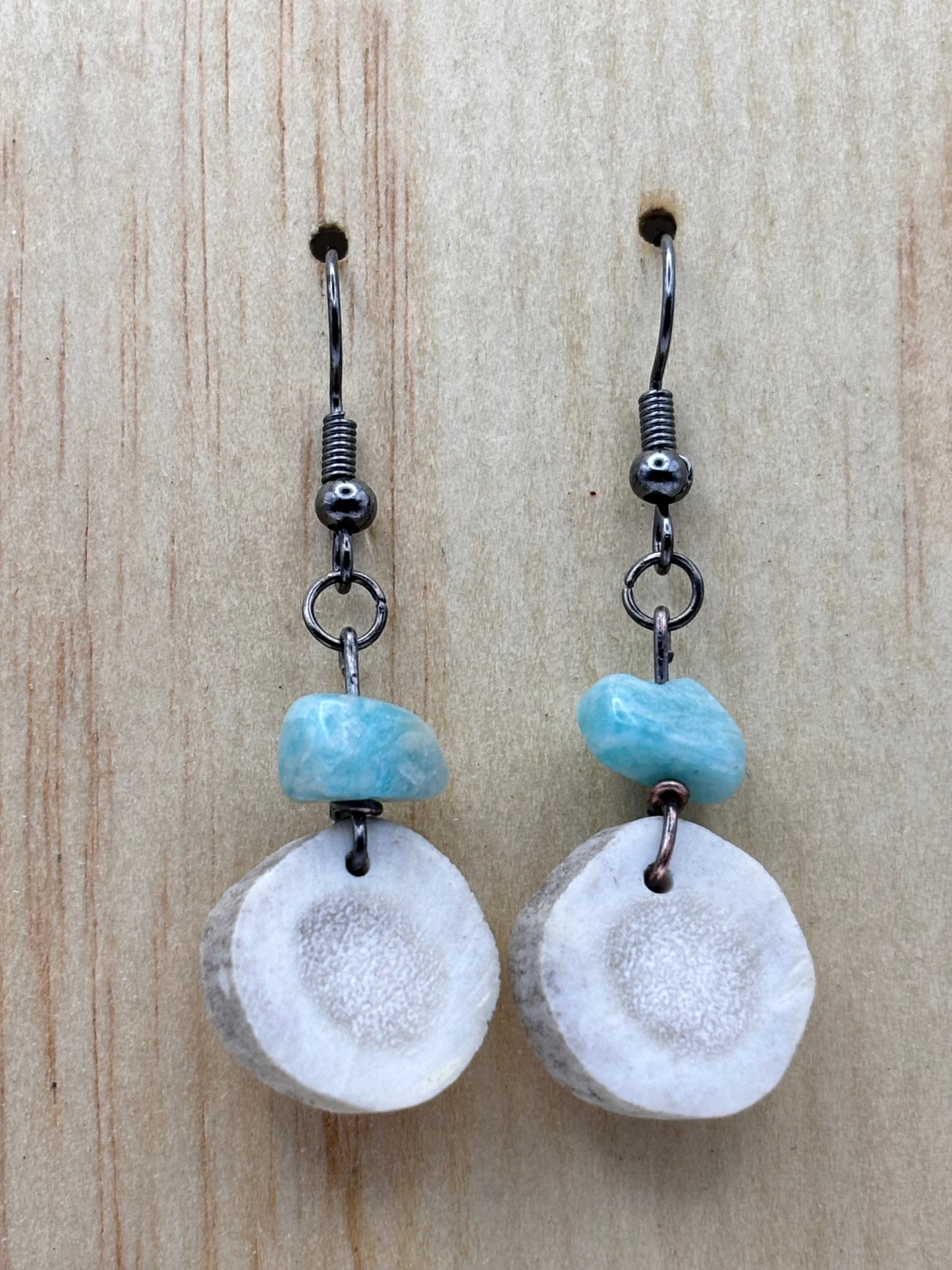 Alpine Drift-Antler & Amazonite Drop Earrings
