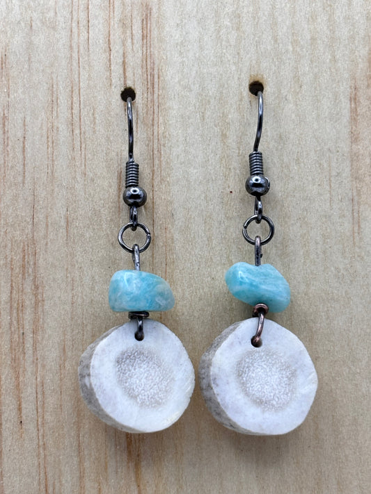 Alpine Drift-Antler & Amazonite Drop Earrings