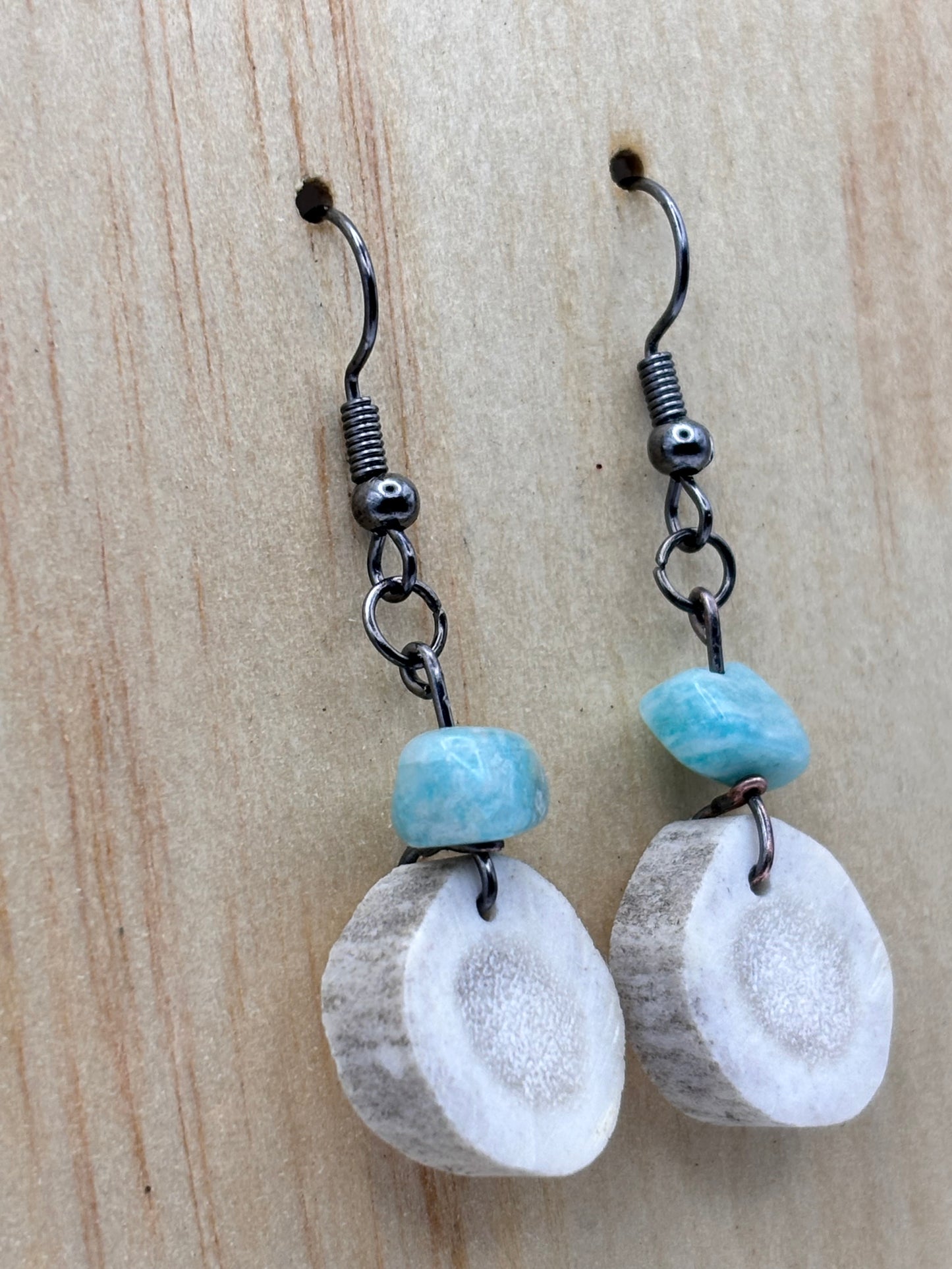Alpine Drift-Antler & Amazonite Drop Earrings