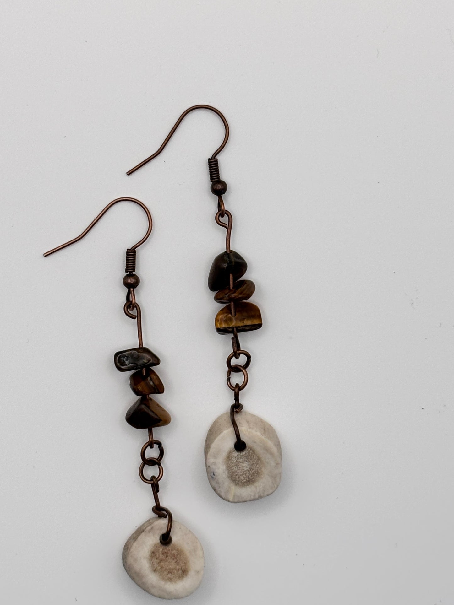 Canyon Drift-Antler & Tiger Eye Drop Earrings