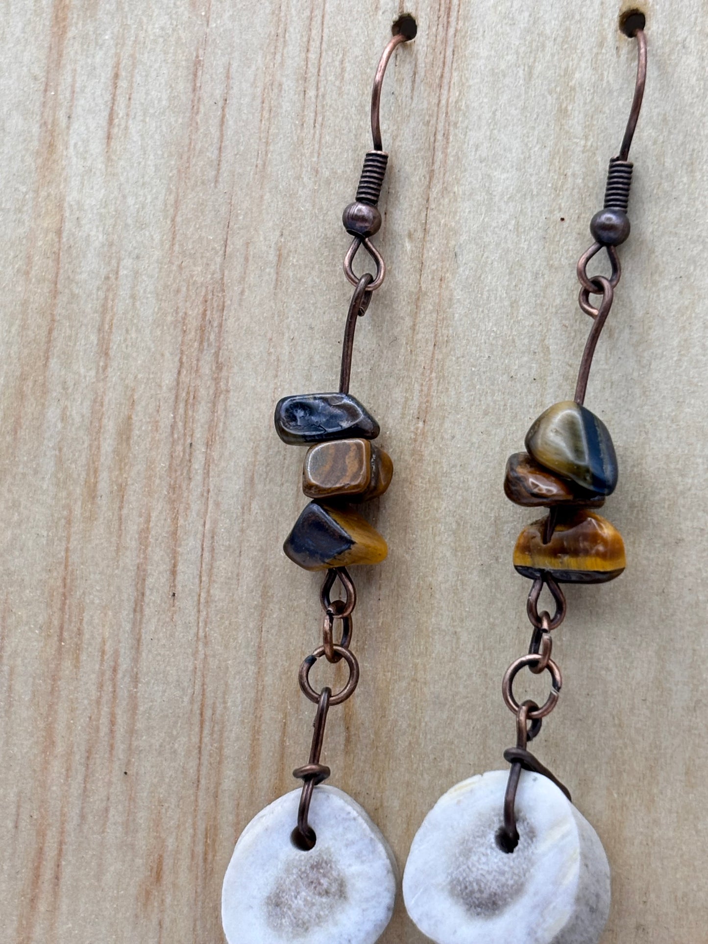 Canyon Drift-Antler & Tiger Eye Drop Earrings
