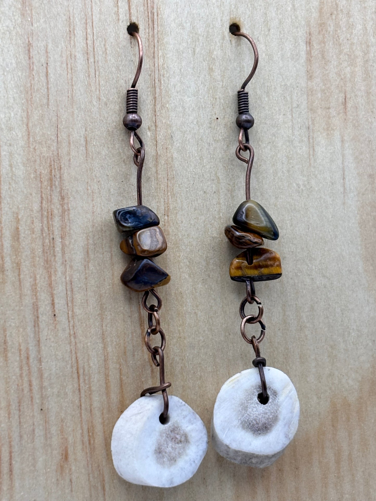 Canyon Drift-Antler & Tiger Eye Drop Earrings