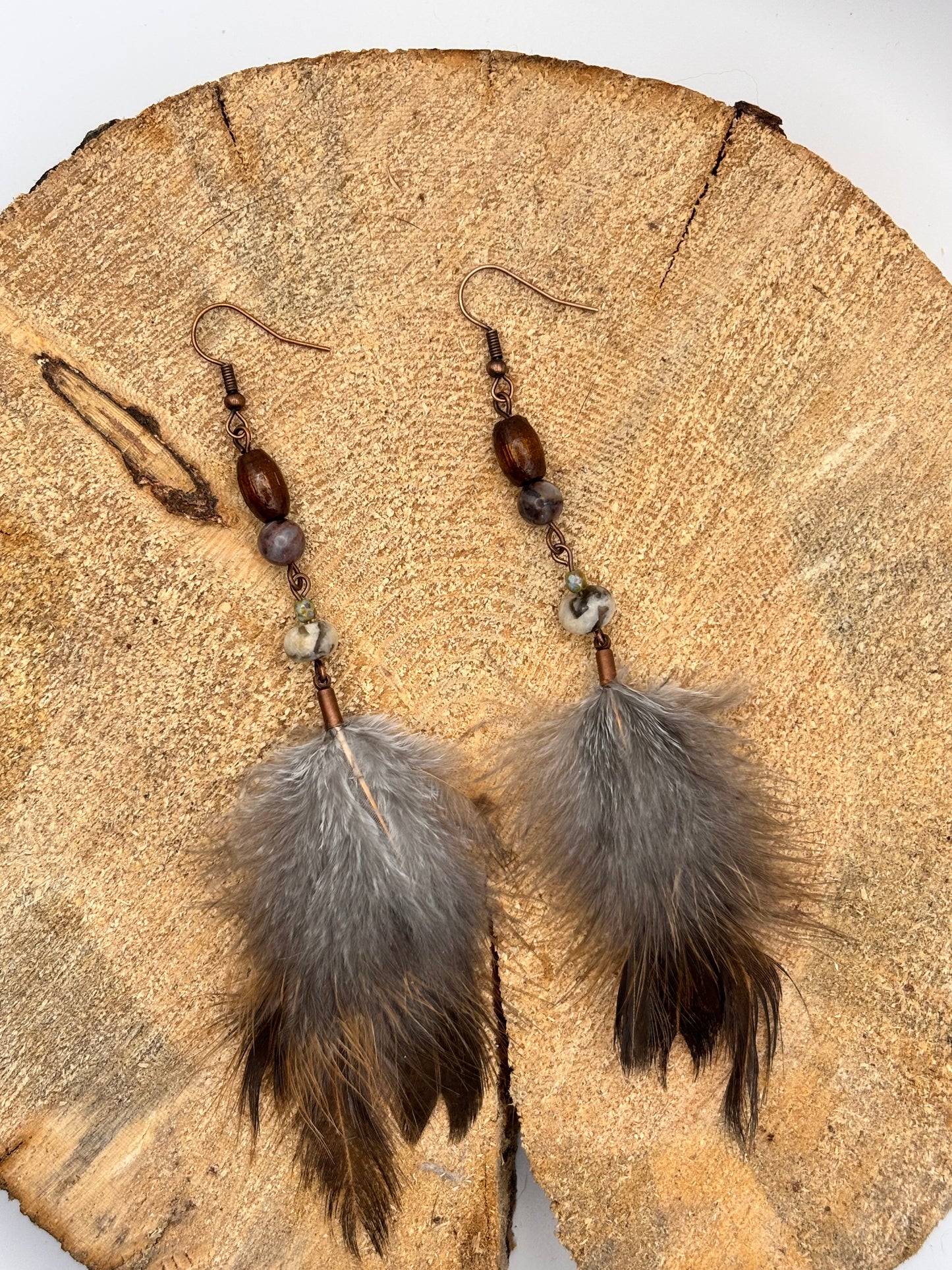 Earthline Feather Stone Earrings