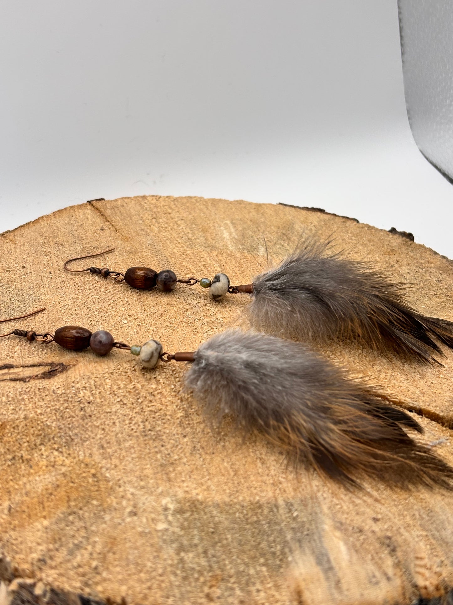 Earthline Feather Stone Earrings