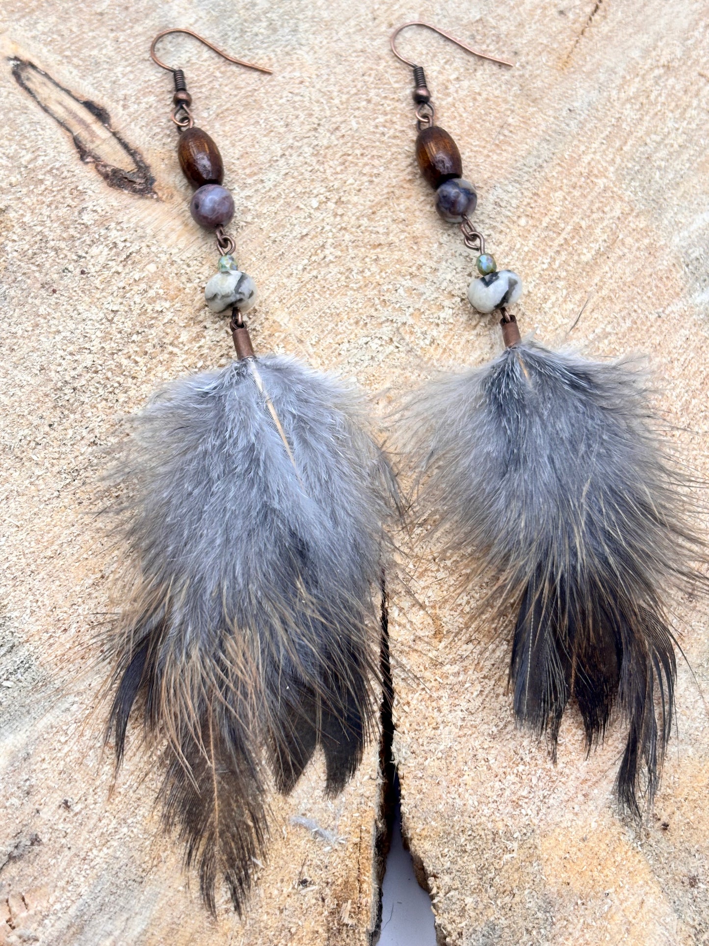 Earthline Feather Stone Earrings
