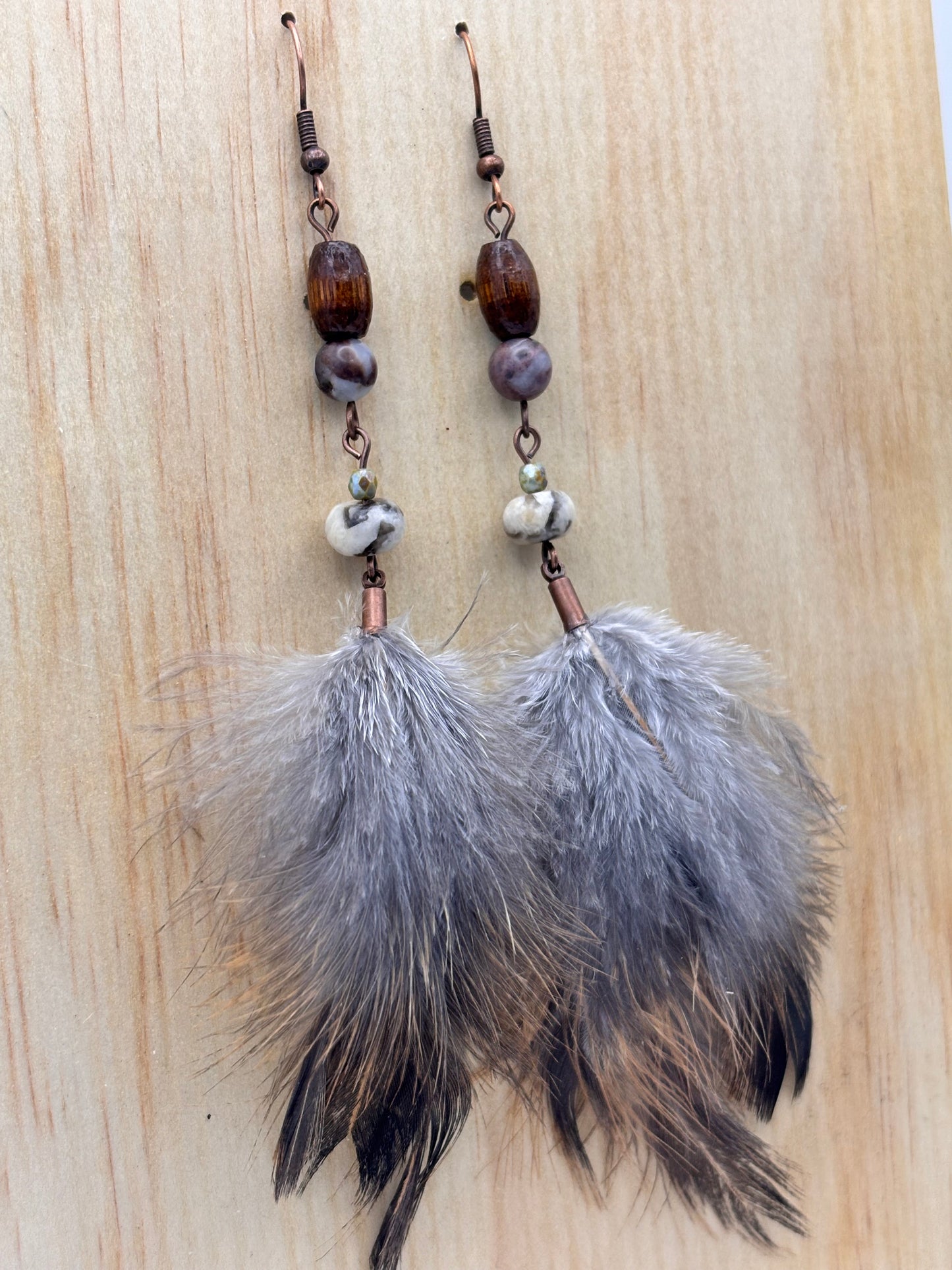 Earthline Feather Stone Earrings