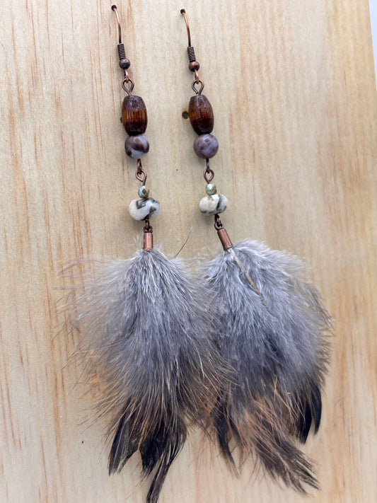 Earthline Feather Stone Earrings