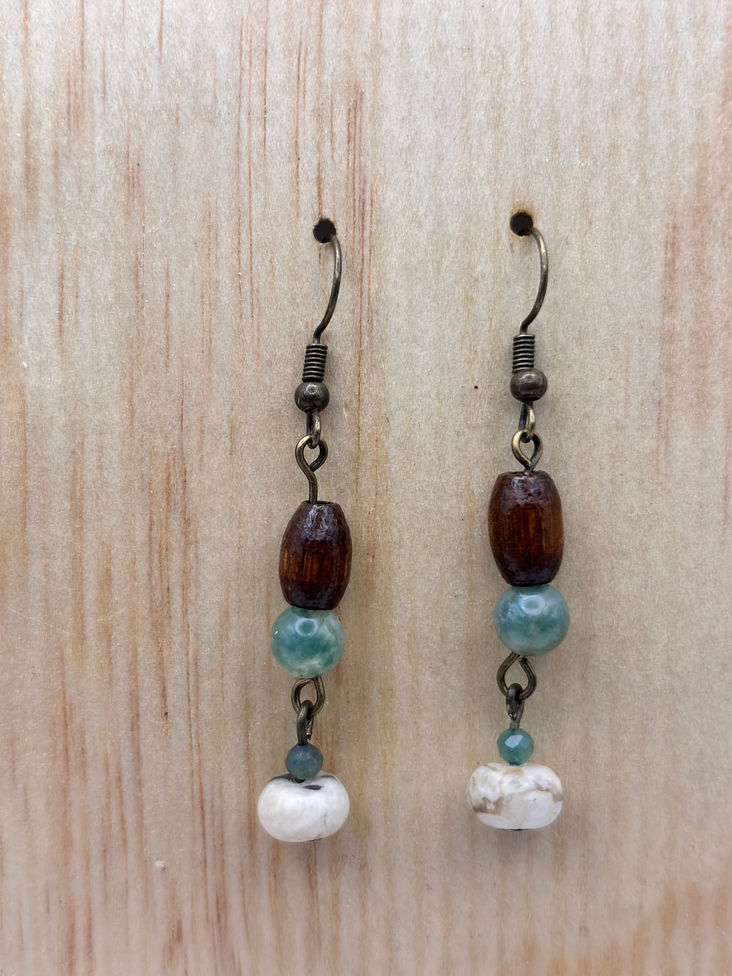 Earthline Meadow Stone Wood Drop Earrings