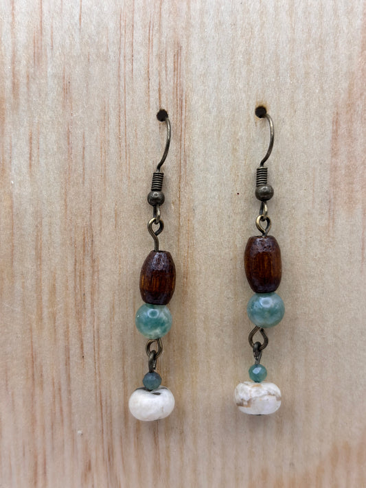 Earthline Meadow Stone Wood Drop Earrings