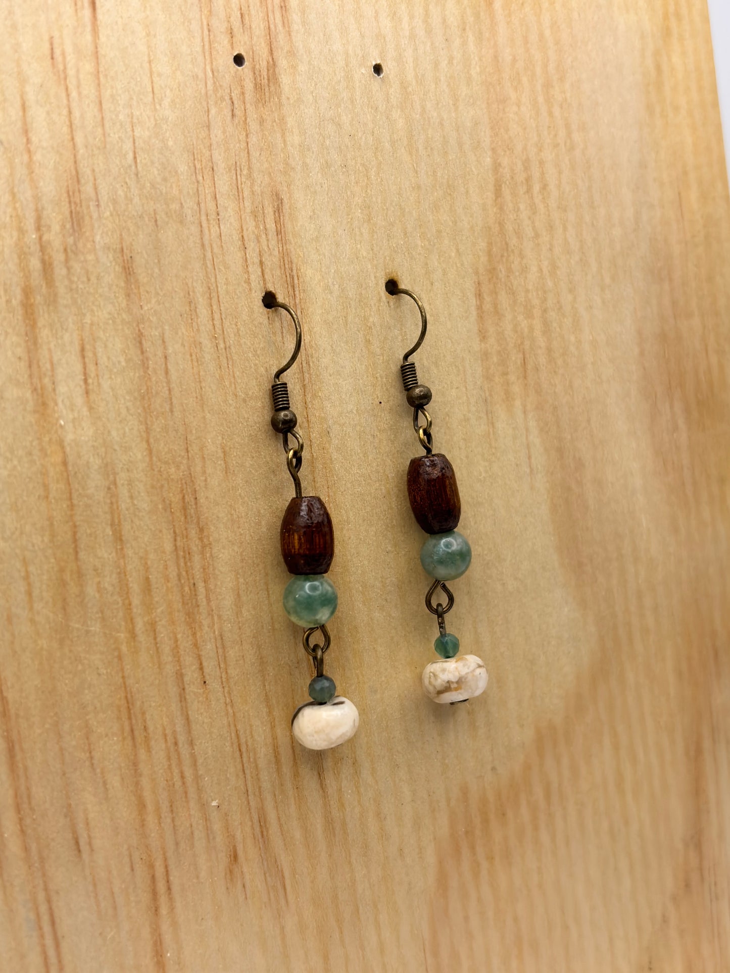 Earthline Meadow Stone Wood Drop Earrings