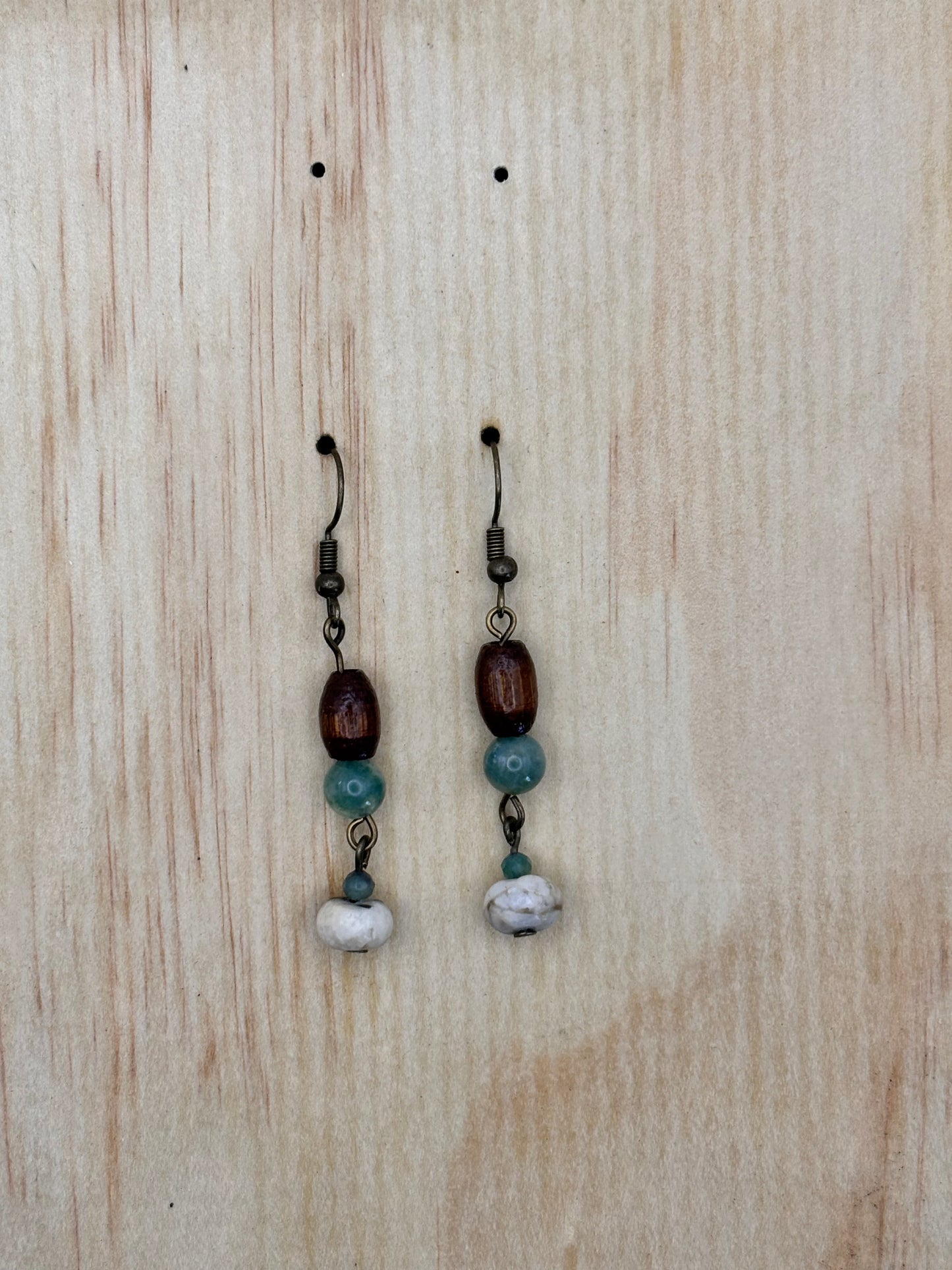 Earthline Meadow Stone Wood Drop Earrings