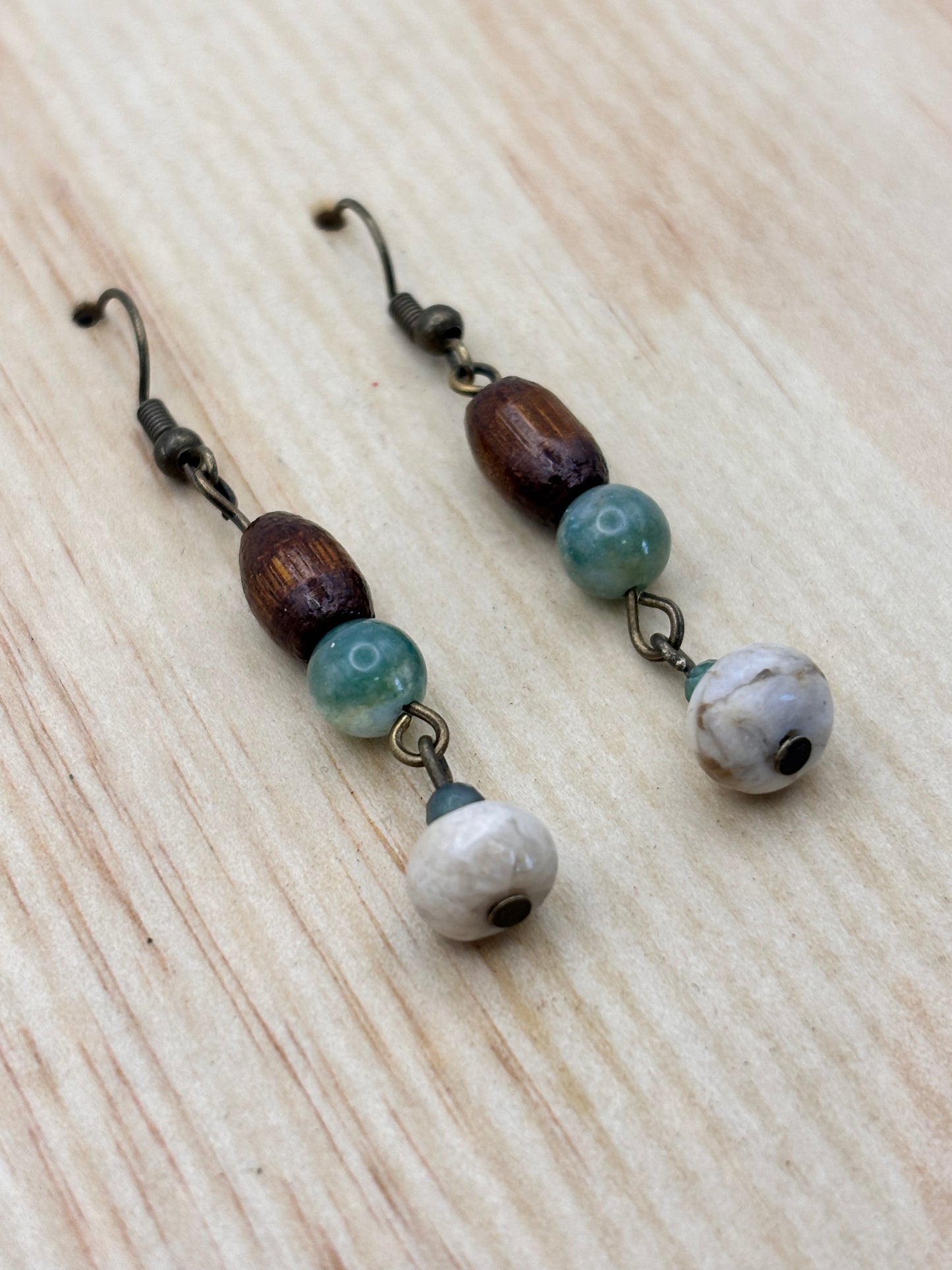 Earthline Meadow Stone Wood Drop Earrings