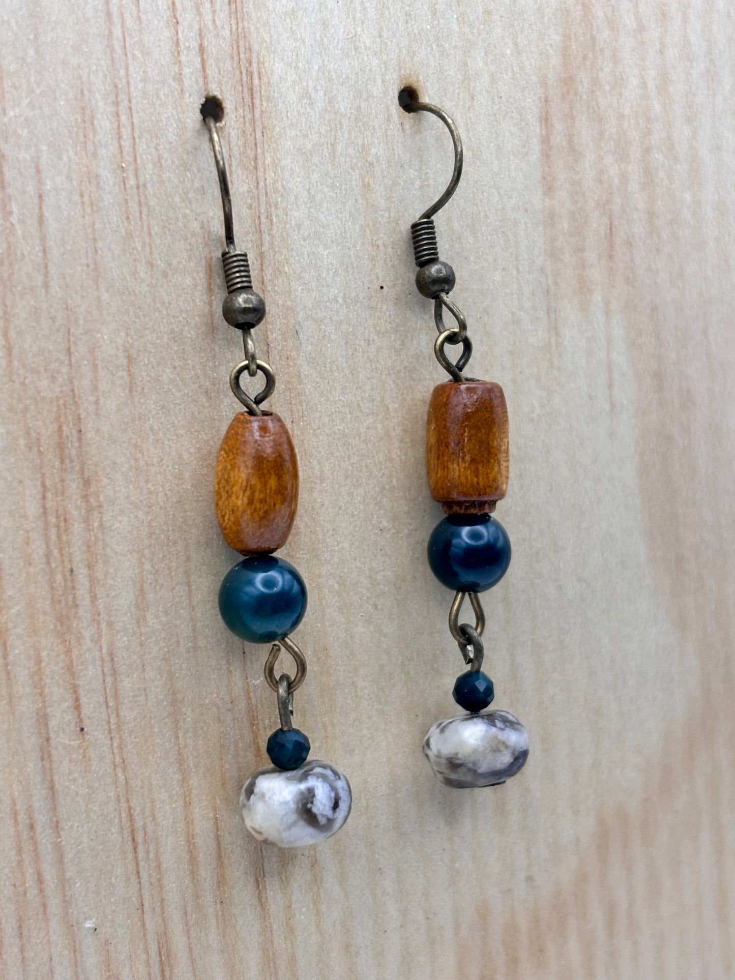 Earthline Meadow Stone Wood Drop Earrings