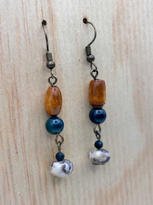 Earthline Meadow Stone Wood Drop Earrings