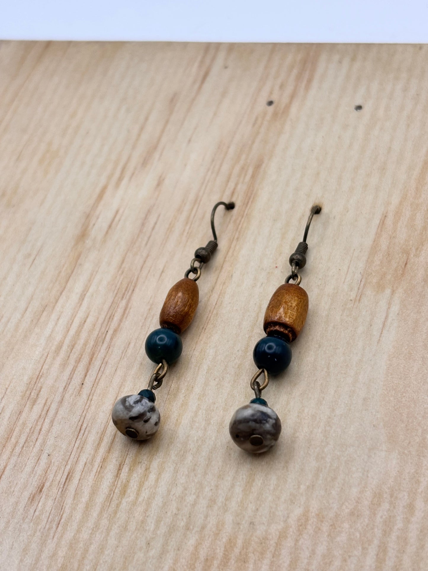 Earthline Meadow Stone Wood Drop Earrings