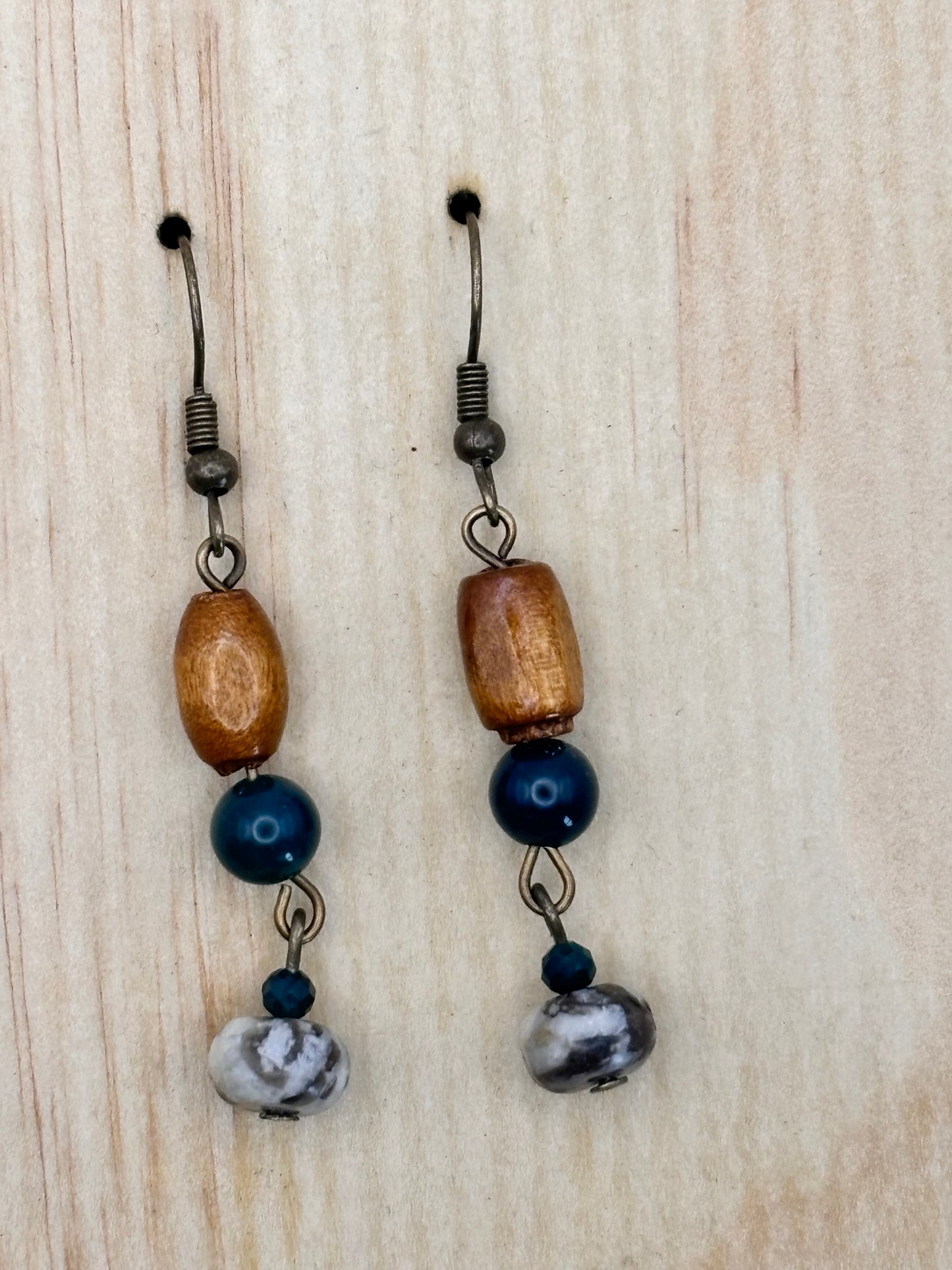 Earthline Meadow Stone Wood Drop Earrings