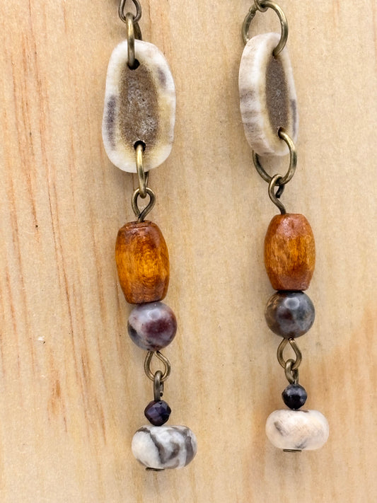 Earthline Canyon Ember Antler Stone Earrings