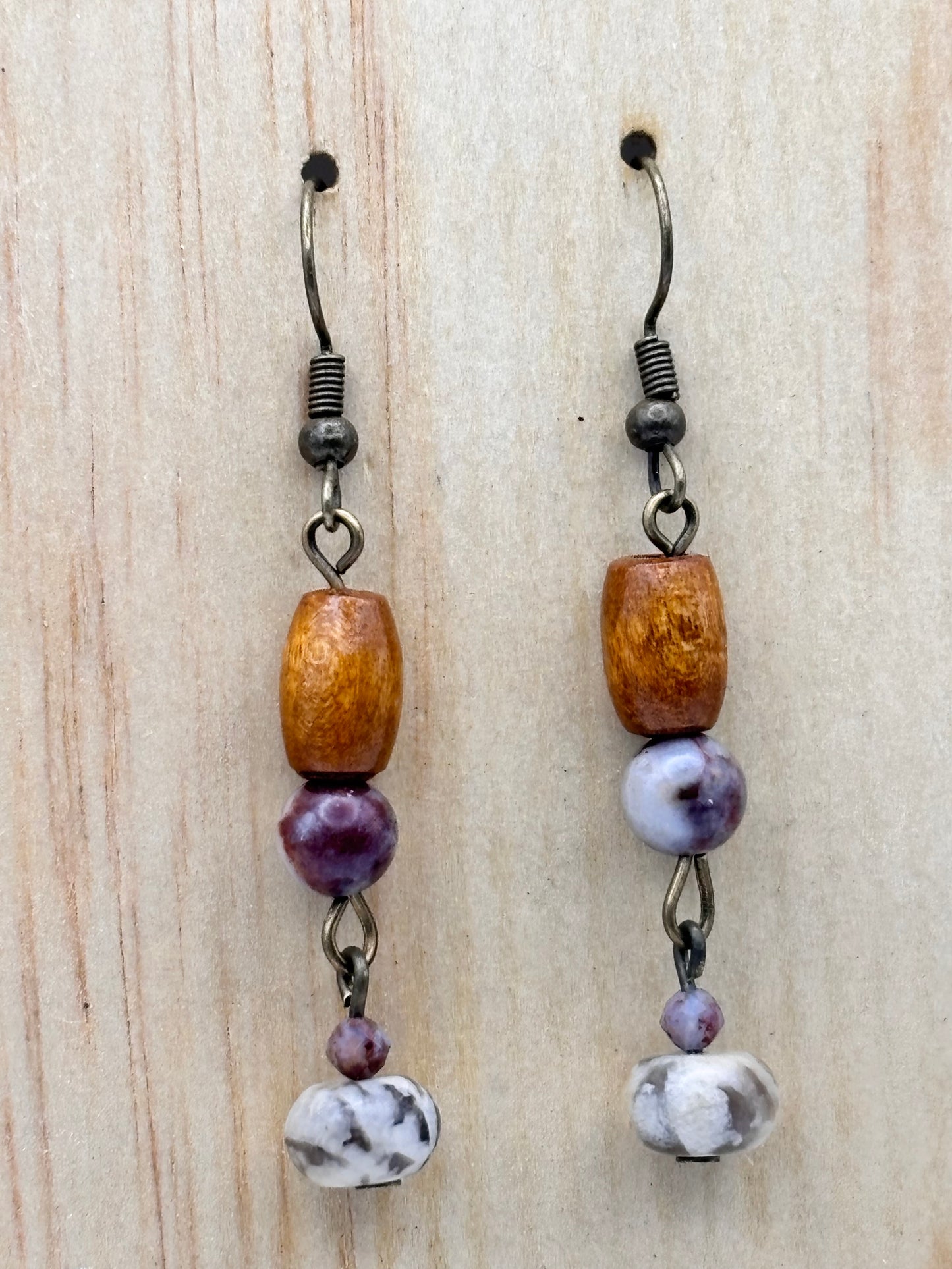 Earthline Plum Canyon Stone & Wood Earrings