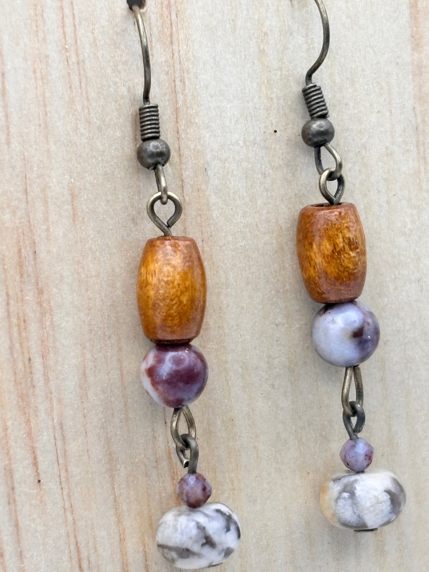 Earthline Plum Canyon Stone & Wood Earrings