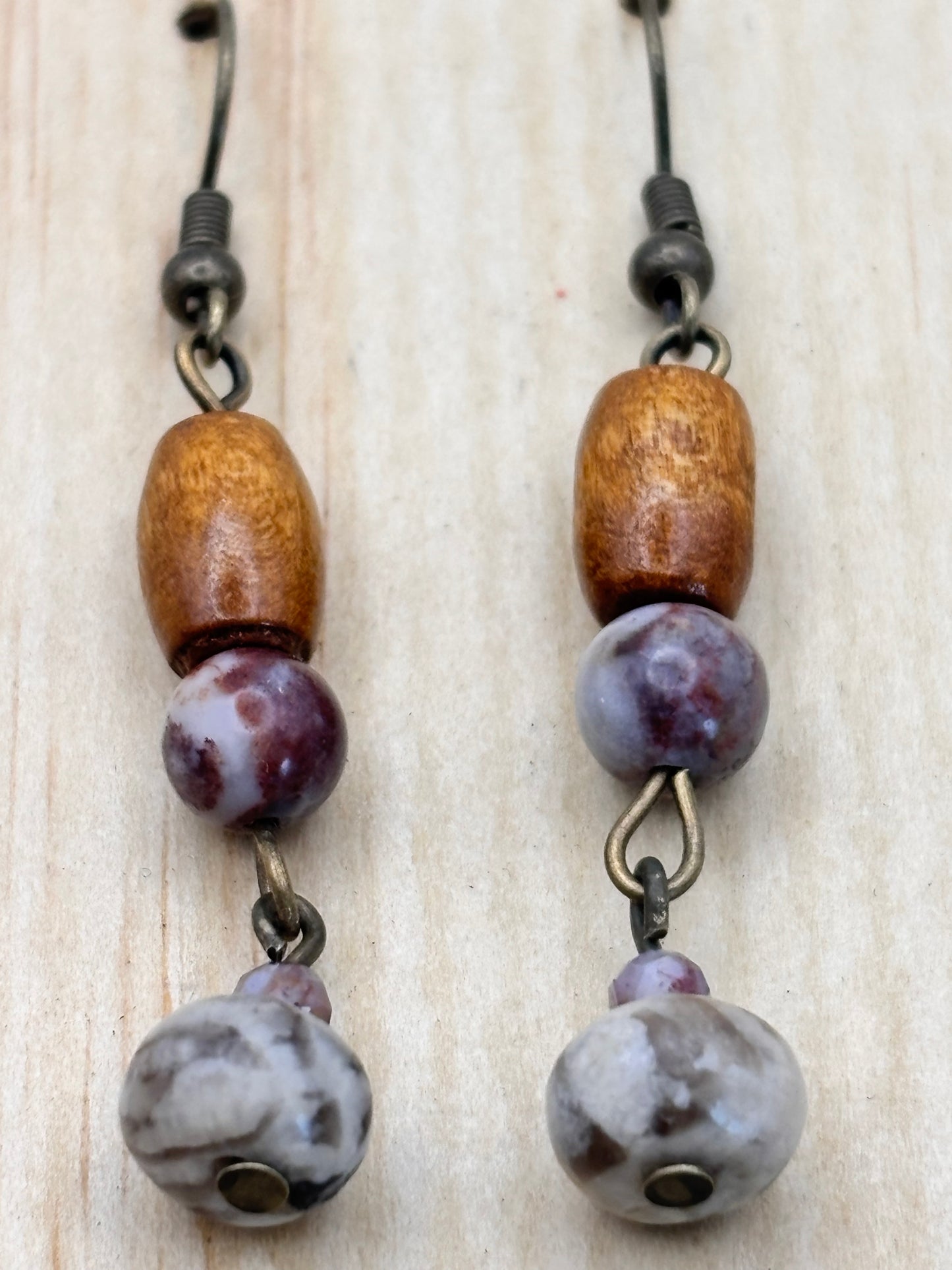 Earthline Plum Canyon Stone & Wood Earrings