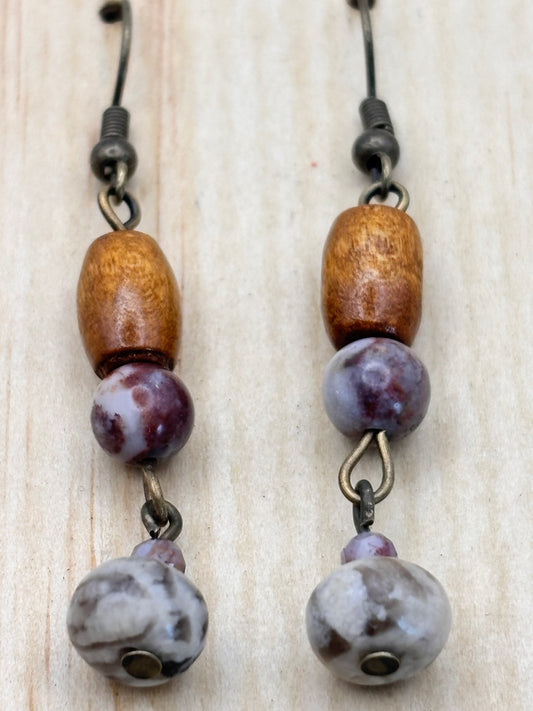 Earthline Plum Canyon Stone & Wood Earrings