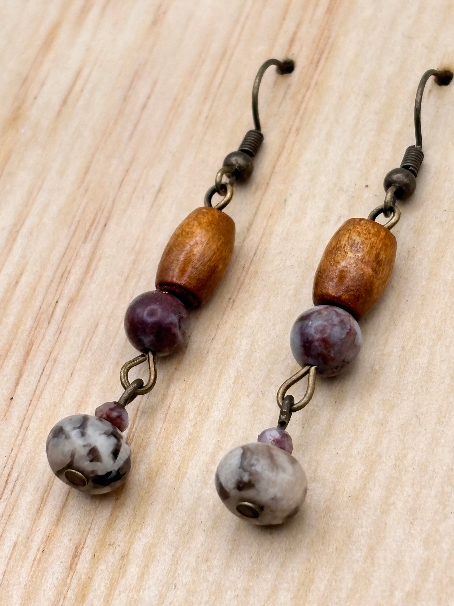 Earthline Plum Canyon Stone & Wood Earrings