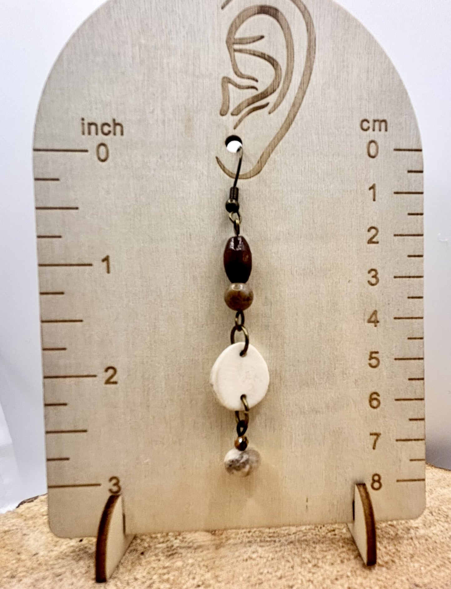 Handmade Western Boho Antler, Indian Agate &amp; Howlite Drop Earrings
