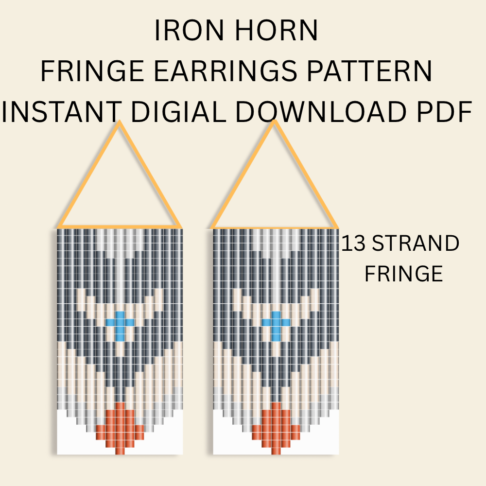 Iron Horn Fringe Earrings Pattern PDF Western Geometric Beadwork