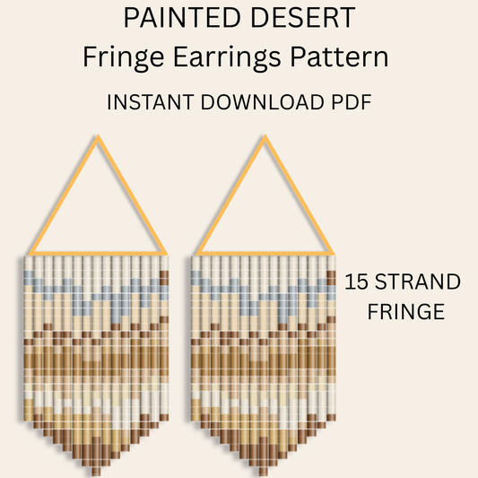 Painted Desert Fringe Earrings Pattern PDF | 15 Strand Seed Bead Tutorial