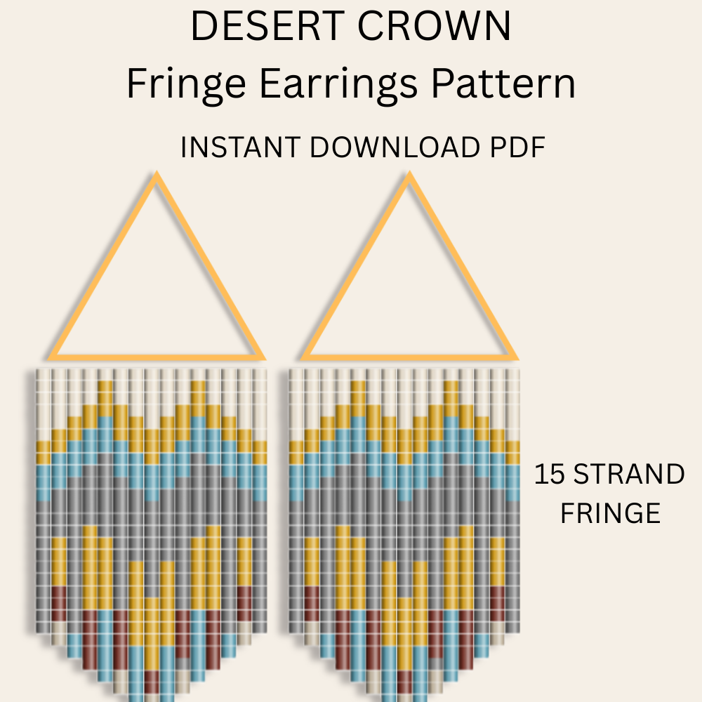 Desert Crown Fringe Earring Pattern PDF  Seed Bead Tutorial