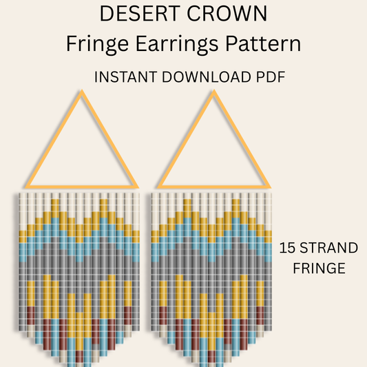 Desert Crown Fringe Earring Pattern PDF  Seed Bead Tutorial