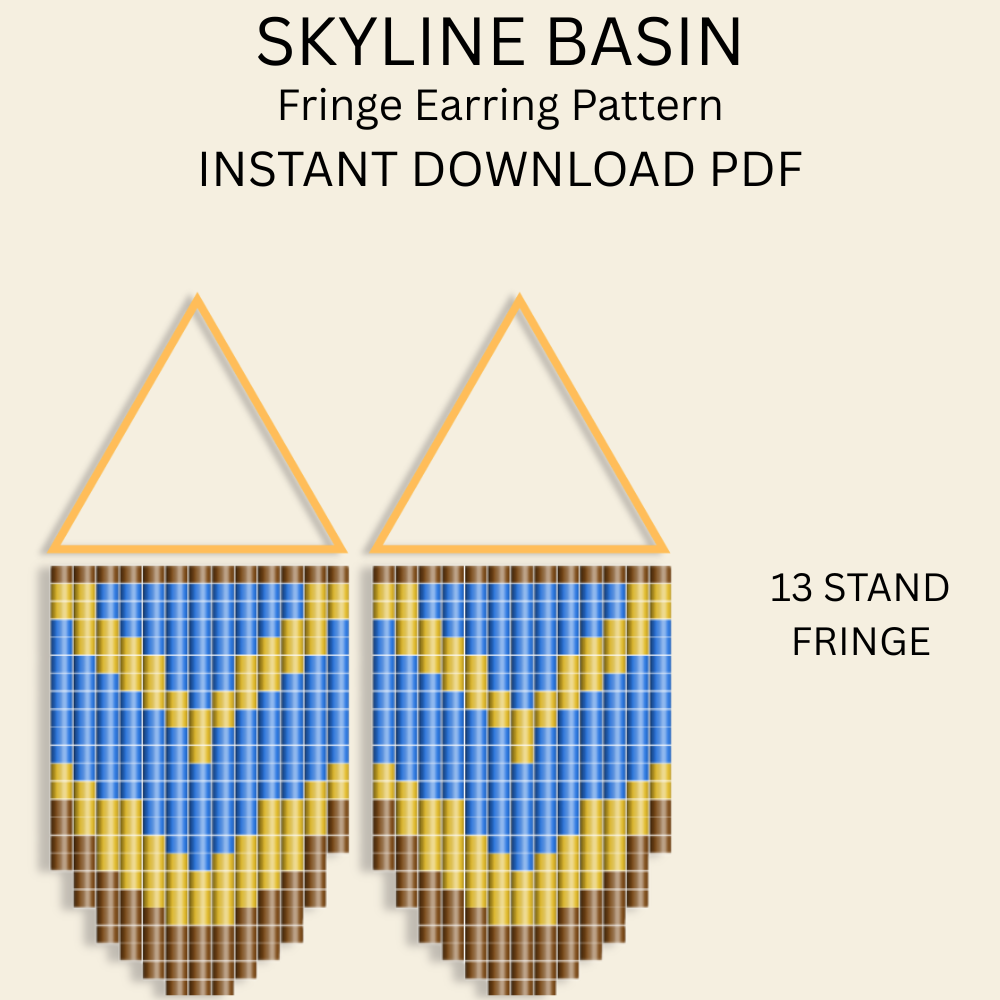 Skyline Basin Fringe Earrings Pattern PDF | Geometric Mountain Beadwork 4 Colorways