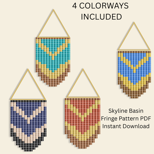 4-Colorway Geometric Mountain Seed Bead Fringe Earring Pattern PDF | Beading Tutorial Digital Download