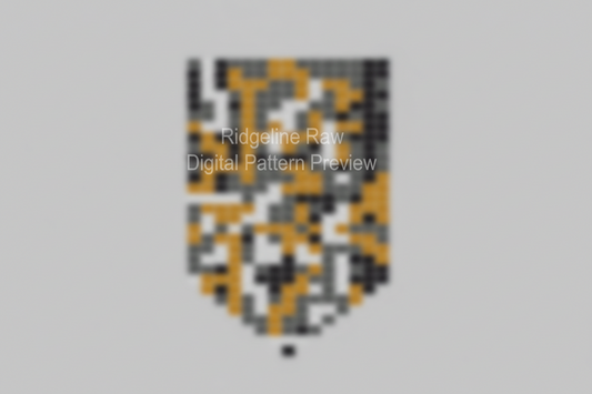 Pixelated logo on a gray background
